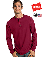 Мужская рубашка Hanes® с длинным рукавом /100% хлопок / Плотный трикотаж / Оригинал из США