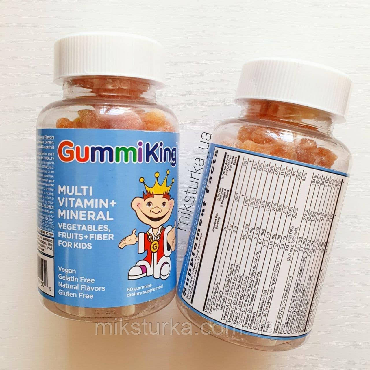 Дитячий мультивітамінний комплекс Iherb GummiKing у формі желеек, дітям від 2 років, 60 шт