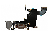 Шлейф для iPhone 6S, з роз'ємом зарядки, з коннектором навушників з мікрофоном, темно-сірий