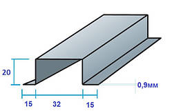 Омега профіль 15х20х20х20х15 0,9 мм