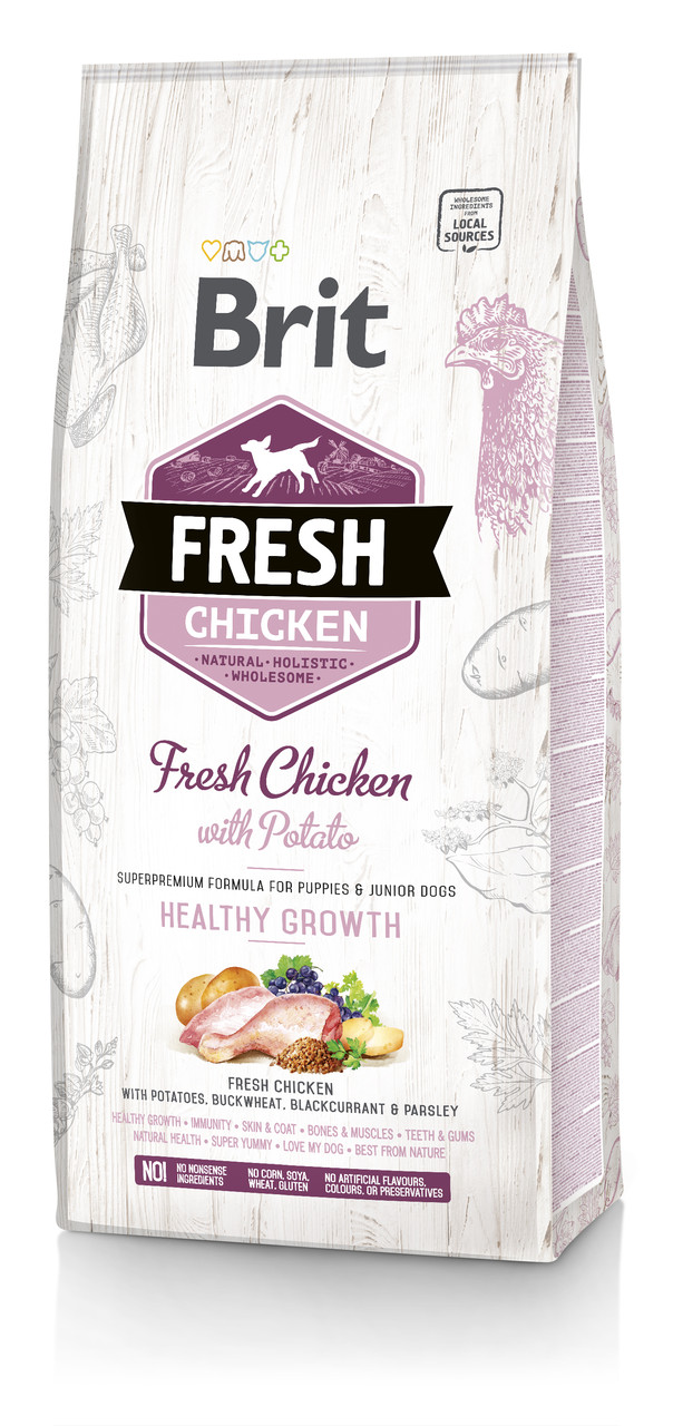 Сухий корм Brit Fresh Chicken with Potato Puppy для цуценят з куркою та картоплею 12КГ