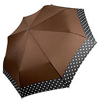 Женский зонт полуавтомат на 8 спиц с рисунком гороха, от SL, коричневый, 07009-2