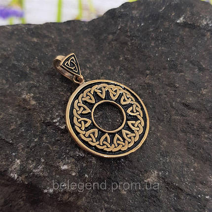 Кулон амулет із захисним орнаментом Вікінги бронза+позолота, фото 1