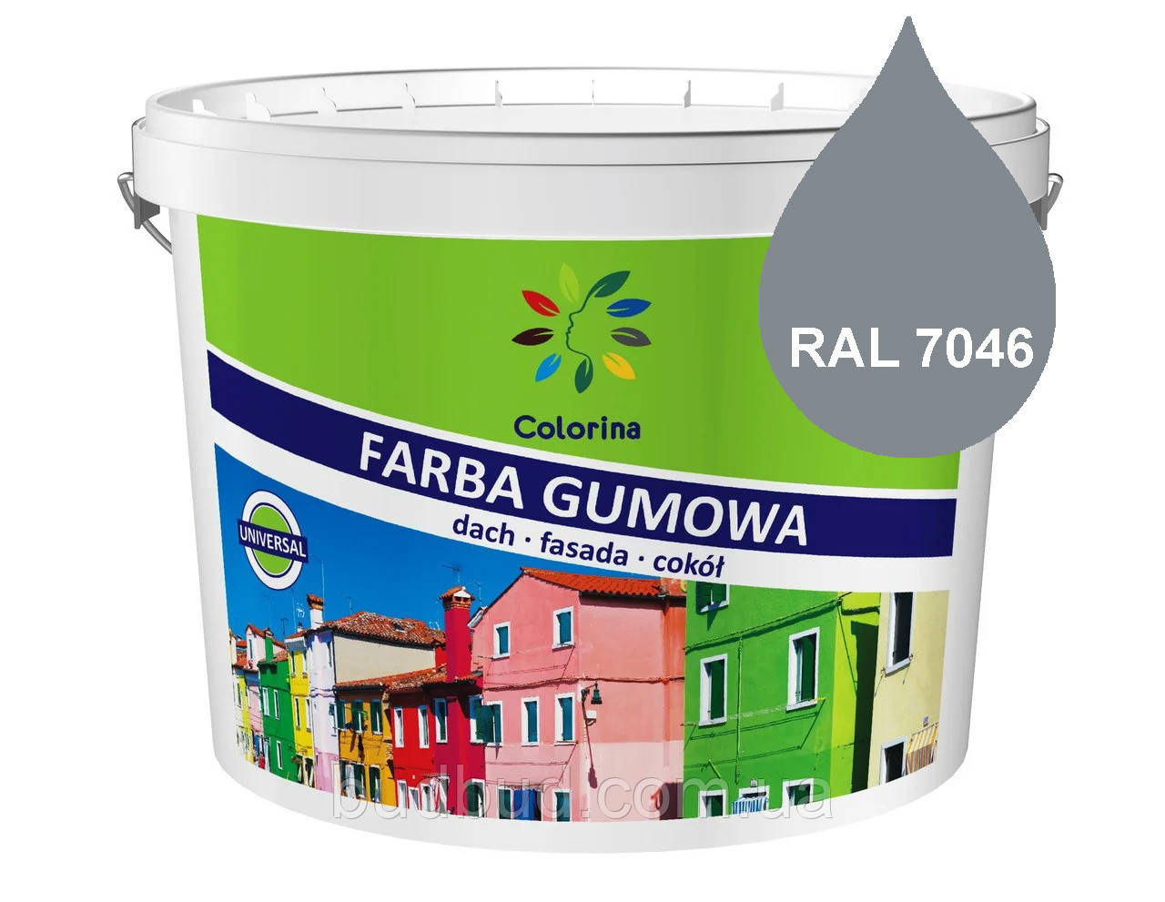 Фарба гумова COLORINA 3,6 кг, (RAL7046) Сірий