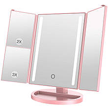 Дзеркало Led Mirror квадратне з підсвічуванням зі ставнями рожеве 154455