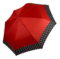Жіноча парасолька напівавтомат на 8 спиць із малюнком гороху, від SL, червоний, 07009-4