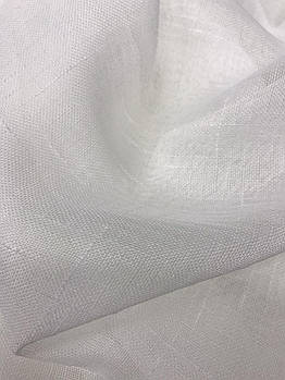 Тюль на метраж з льону, висота 2,8м 607, красива біла тюль у спальню, тюль у зал