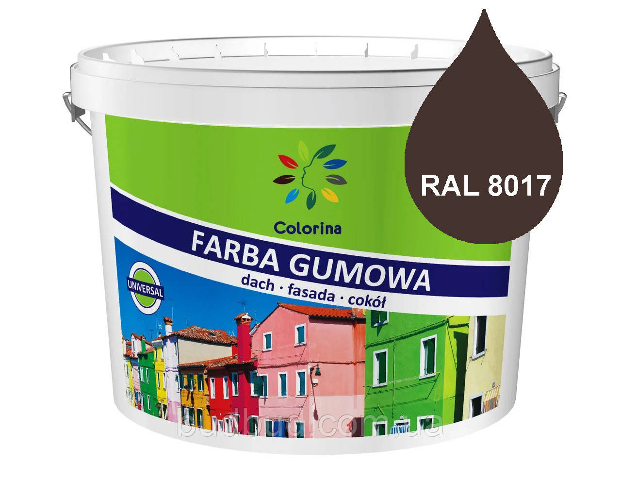 Фарба гумова COLORINA 12 кг, (RAL8017) Коричневий