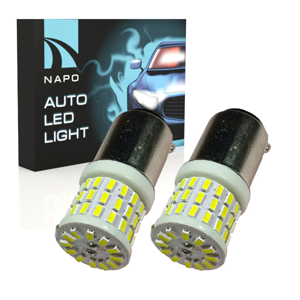 Комплект світлодіодних ламп NAPO LED 1156-3014-57smd-ceram 12-24V P21W 1156 BA15S колір світіння білий 2 шт