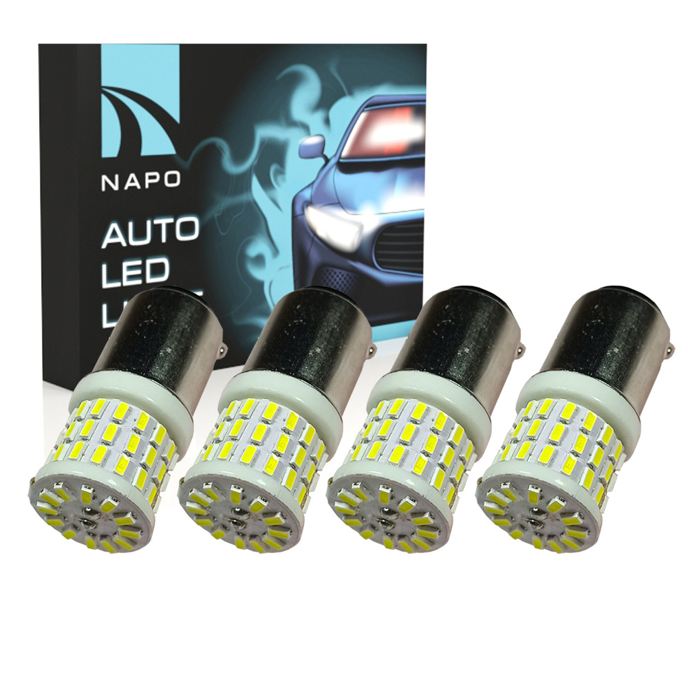 Комплект світлодіодних ламп NAPO LED 1156-3014-57smd-ceram 12-24V P21W 1156 BA15S колір світіння білий 4 шт
