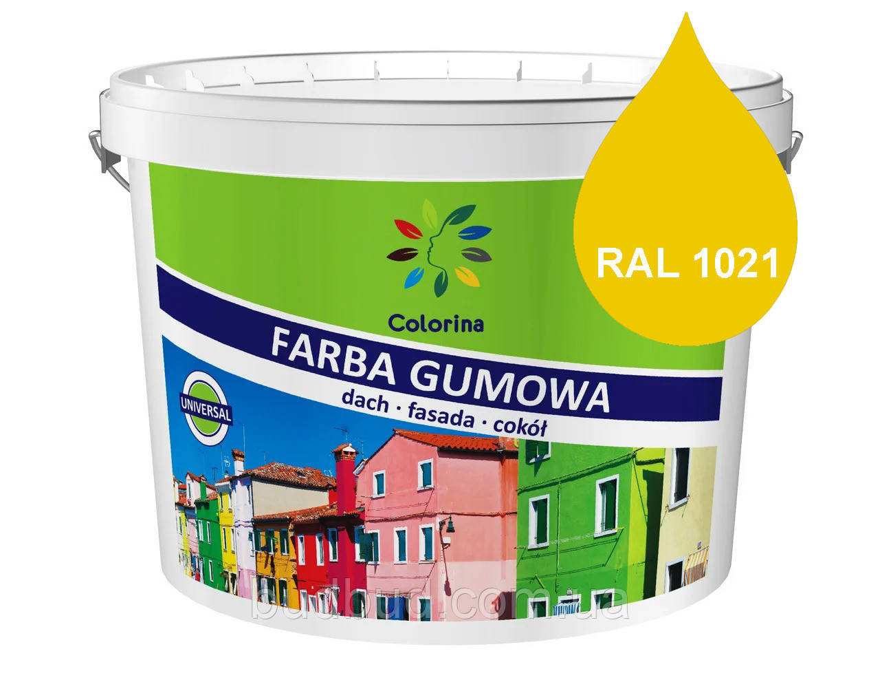 Фарба гумова COLORINA 3,6 кг, (RAL1021) Жовтий