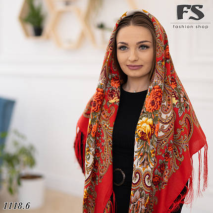 Червона сучасна хустина в народному стилі Мить, фото 1