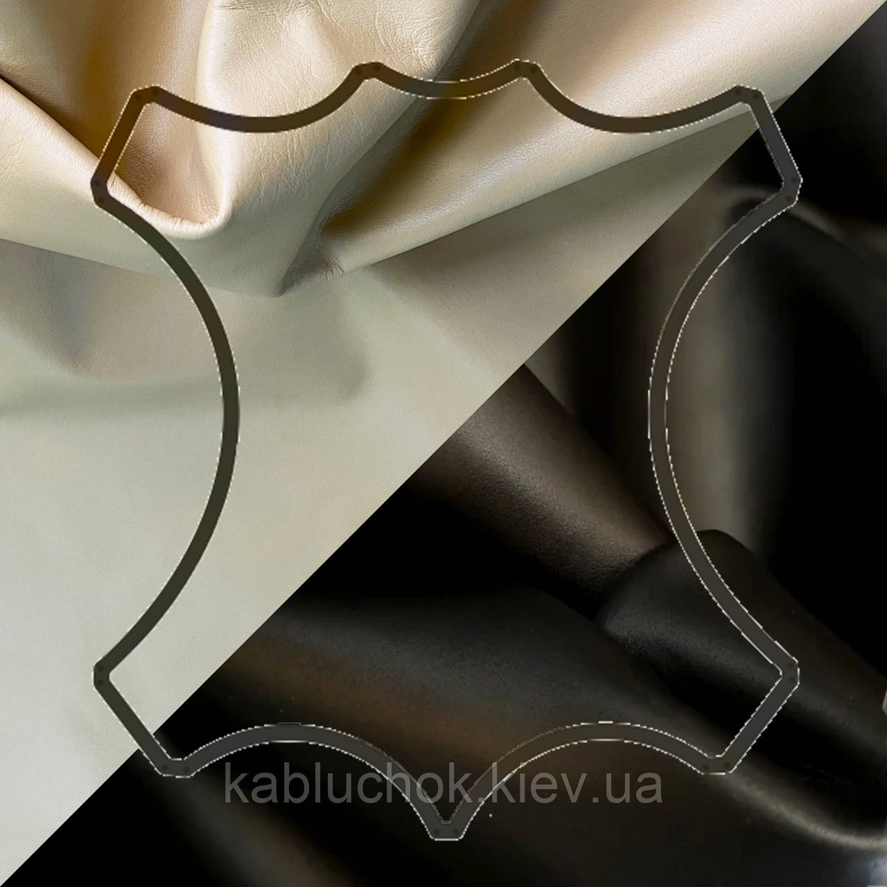 Кожа підкладка теленок виросток для взуття і сумок 100-170 дЦм Італія чорний/бежевий, фото 1