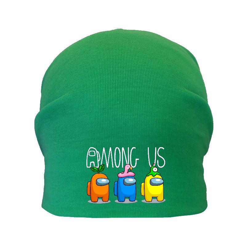 Шапка дитяча Амонг Ас зелена (Among Us — 002) 50-52 см, фото 1