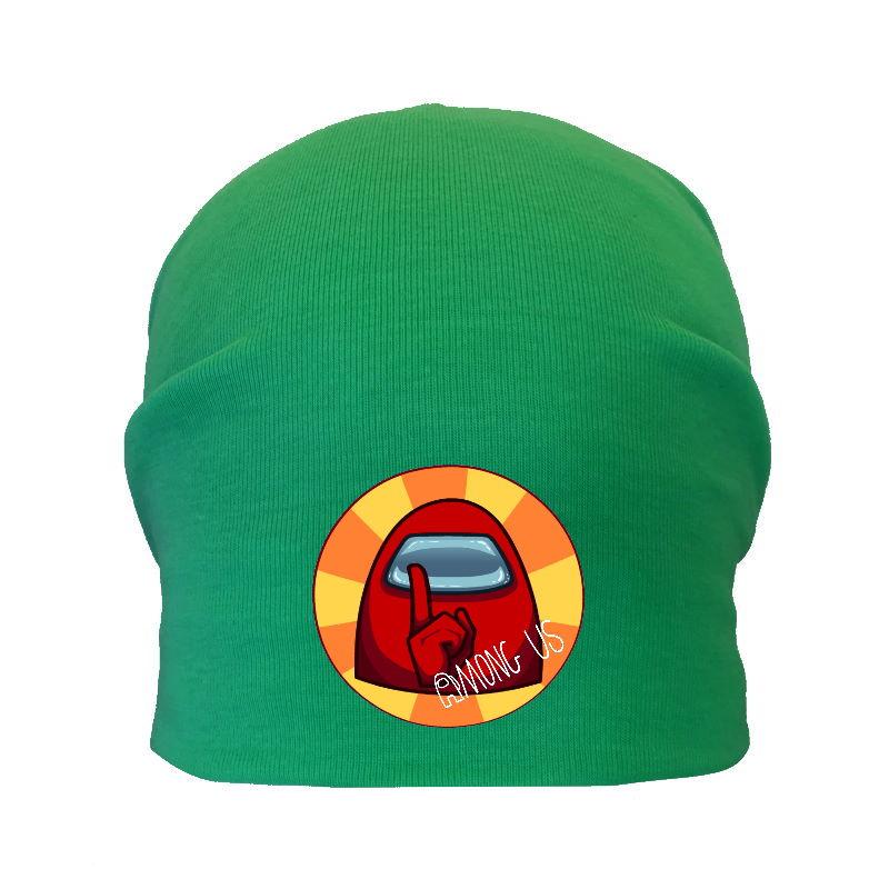 Шапка дитяча Амонг Ас зелена (Among Us — 003) 54-56 см, фото 1