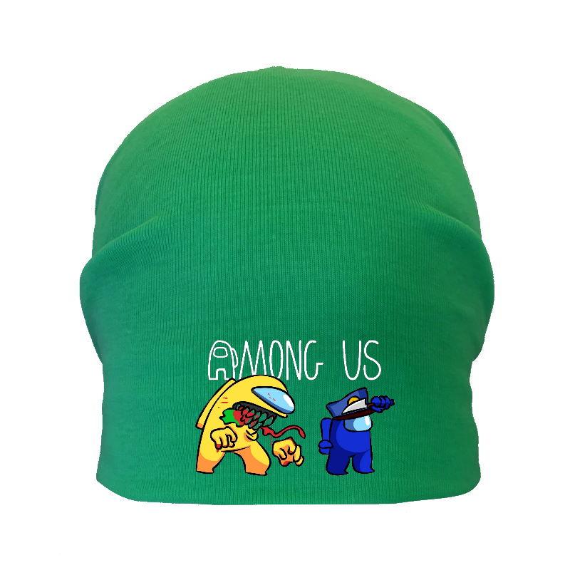 Шапка дитяча Амонг Ас зелена (Among Us — 005) 50-52 см, фото 1
