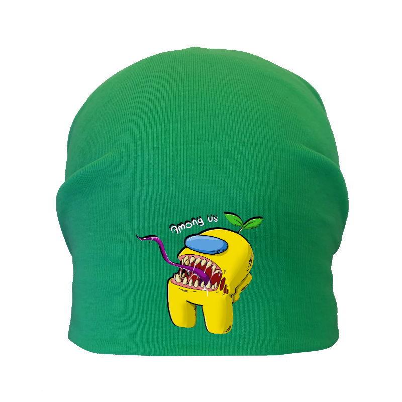 Шапка дитяча Амонг Ас зелена (Among Us — 007) 50-52 см, фото 1