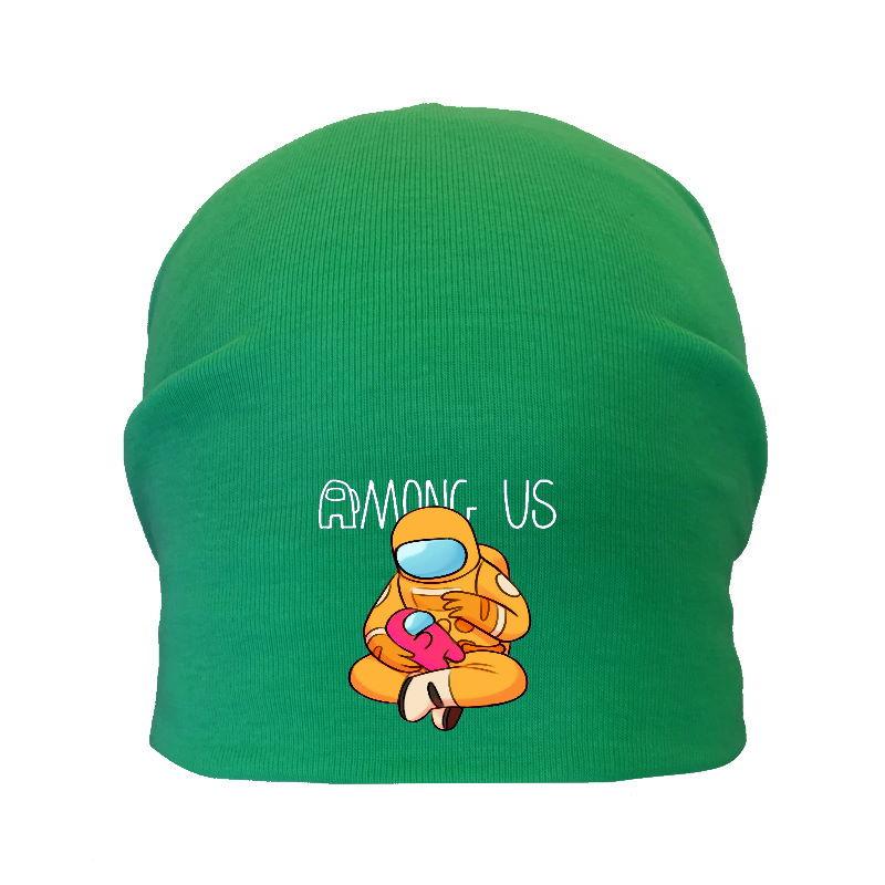Шапка дитяча Амонг Ас зелена (Among Us — 009) 54-56 см, фото 1