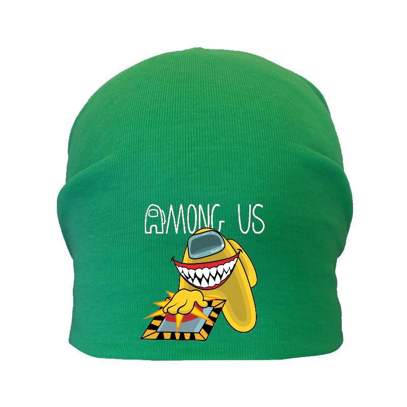 Шапка дитяча Амонг Ас зелена (Among Us — 0010) 50-52 см, фото 1