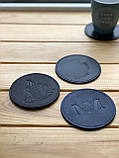 Шкіряна підставка під склянку чашку прошита (бірдекель, костер), фото 2