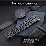 Ніж метелик тренувальний, тупий (не гострий), балісонг для фліпінгу Black 10-B, фото 5