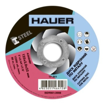 Диск відрізний для металу Hauer 125 х 1,0 х 22 мм, фото 1