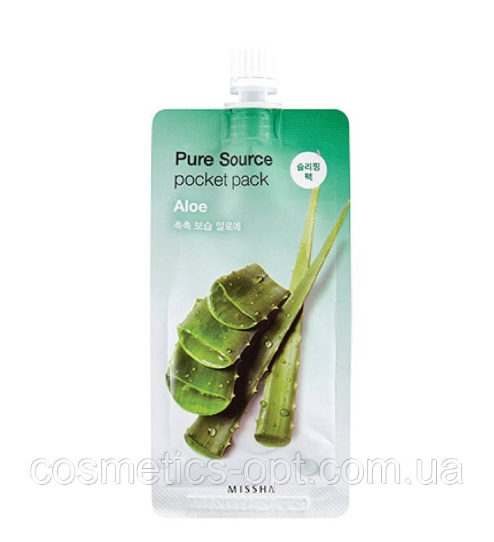 Нічна маска для обличчя на соку алое Missha Pure Source Pocket Pack Aloe, 10 мл