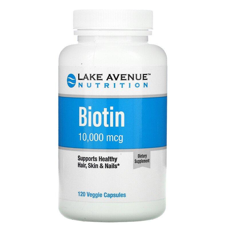 Lake Avenue Nutrition, біотин, Biotin, 10 000 мкг, 120 рослинних капсул, фото 1