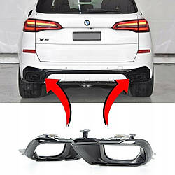 Чорні насадки глушника для BMW X5 G05 / X6 G06 / X7 G07, комплект, 51128078669-51128078670