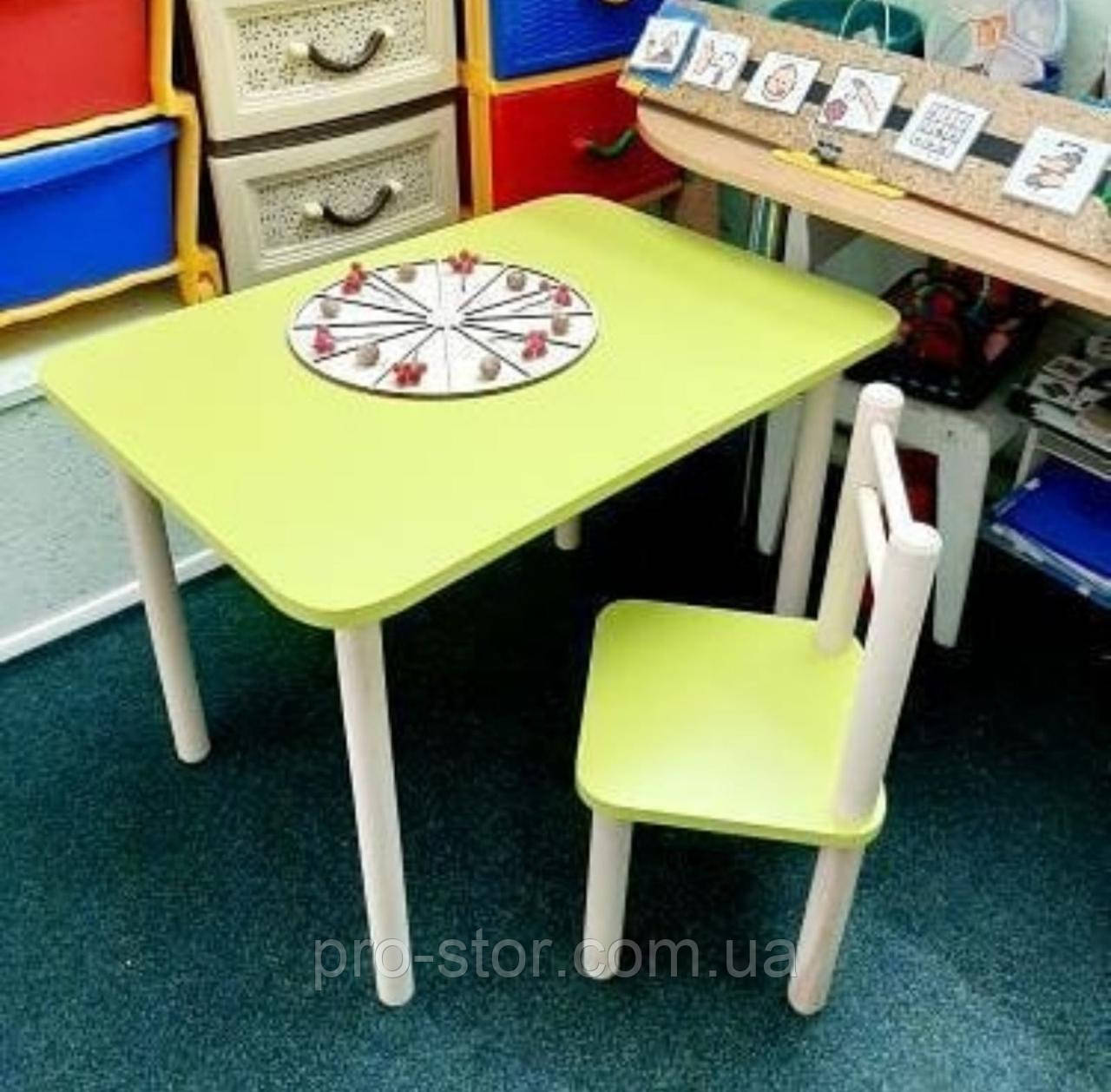 Стіл і стільці для дітей дерево і ЛДСП від виробника Дитячий столик і стілець Білий