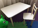 Стіл і стільці для дітей дерево і ЛДСП від виробника Дитячий столик і стілець Білий, фото 4
