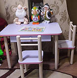 Стіл і стільці для дітей дерево і ЛДСП від виробника Дитячий столик і стілець Білий, фото 5