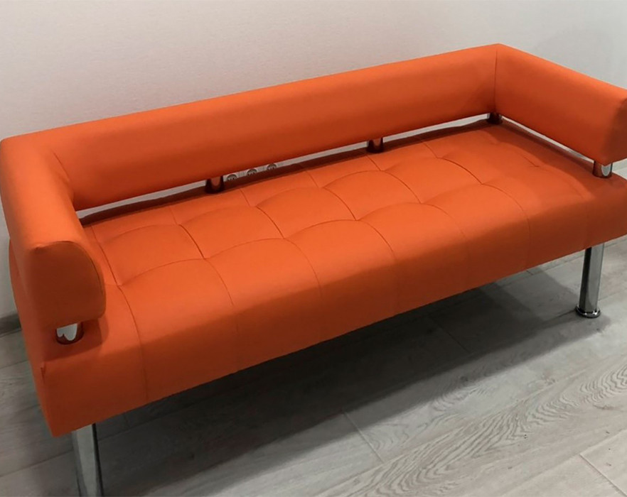 Диван офісний, диван в офіс, диван для залу очікування, диван для школи помаранчевий, фото 1