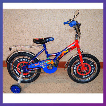 Велосипед дитячий двоколісний з кошиком Mustang Тачки 12" зріст 80-105 см вік 2 до 5 років синій