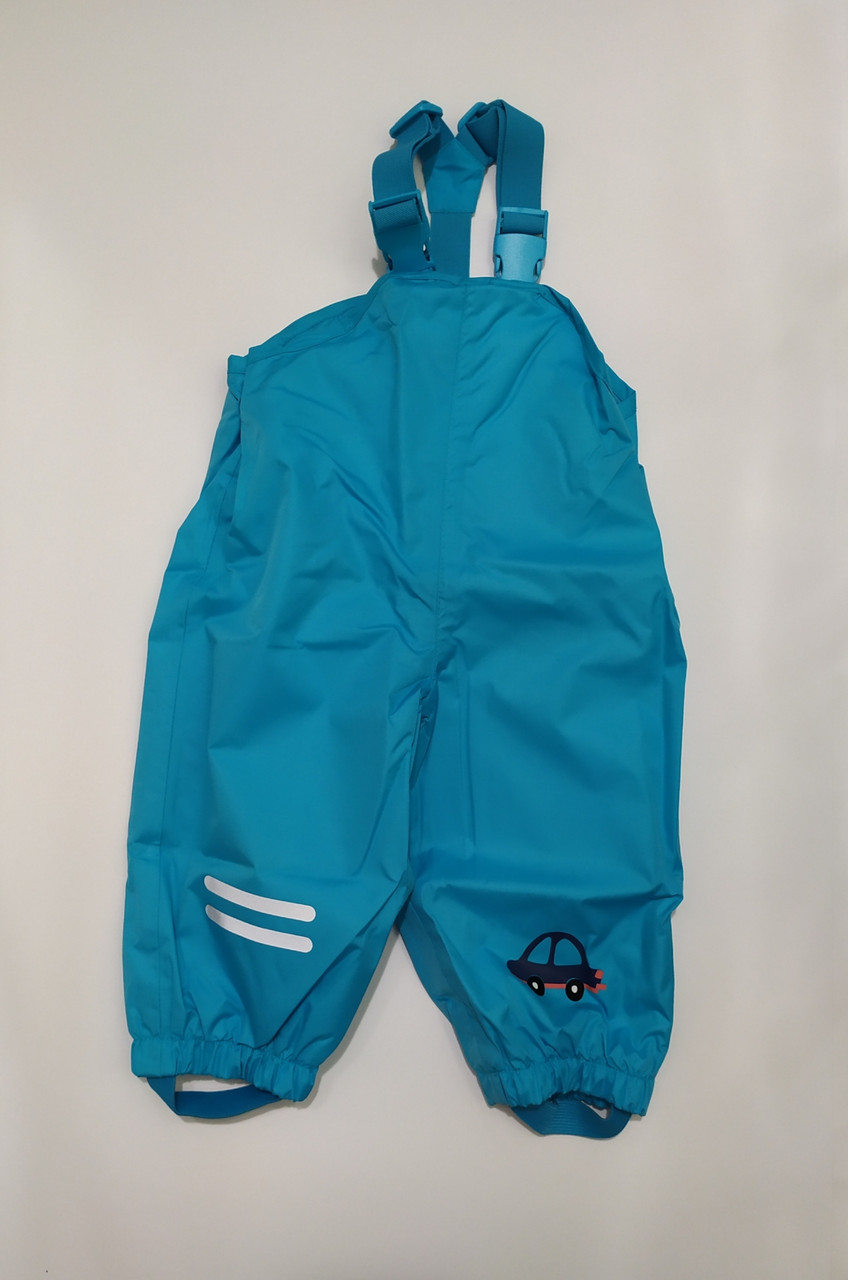Штани-комбінезон блакитні "Машинка" непромокаючі Impidimpi (Німеччина) р.74 / 80см, фото 1