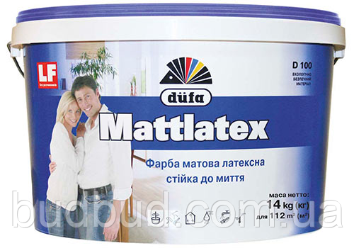 Фарба латексна матова Dufa D100 Mattlatex стійка до миття 7 кг