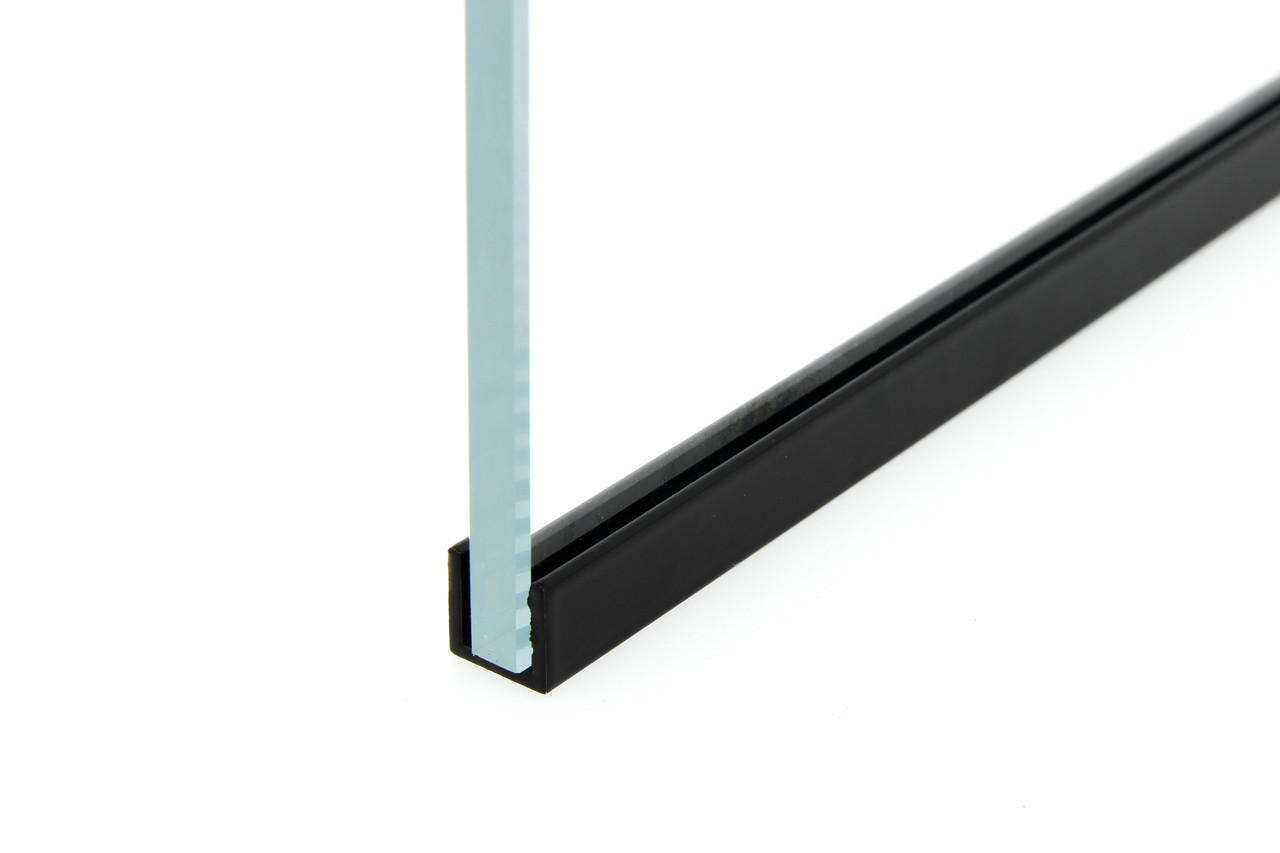 Профіль з анодованого алюмінію чорного кольору для кріплення скла товщиною 8 мм