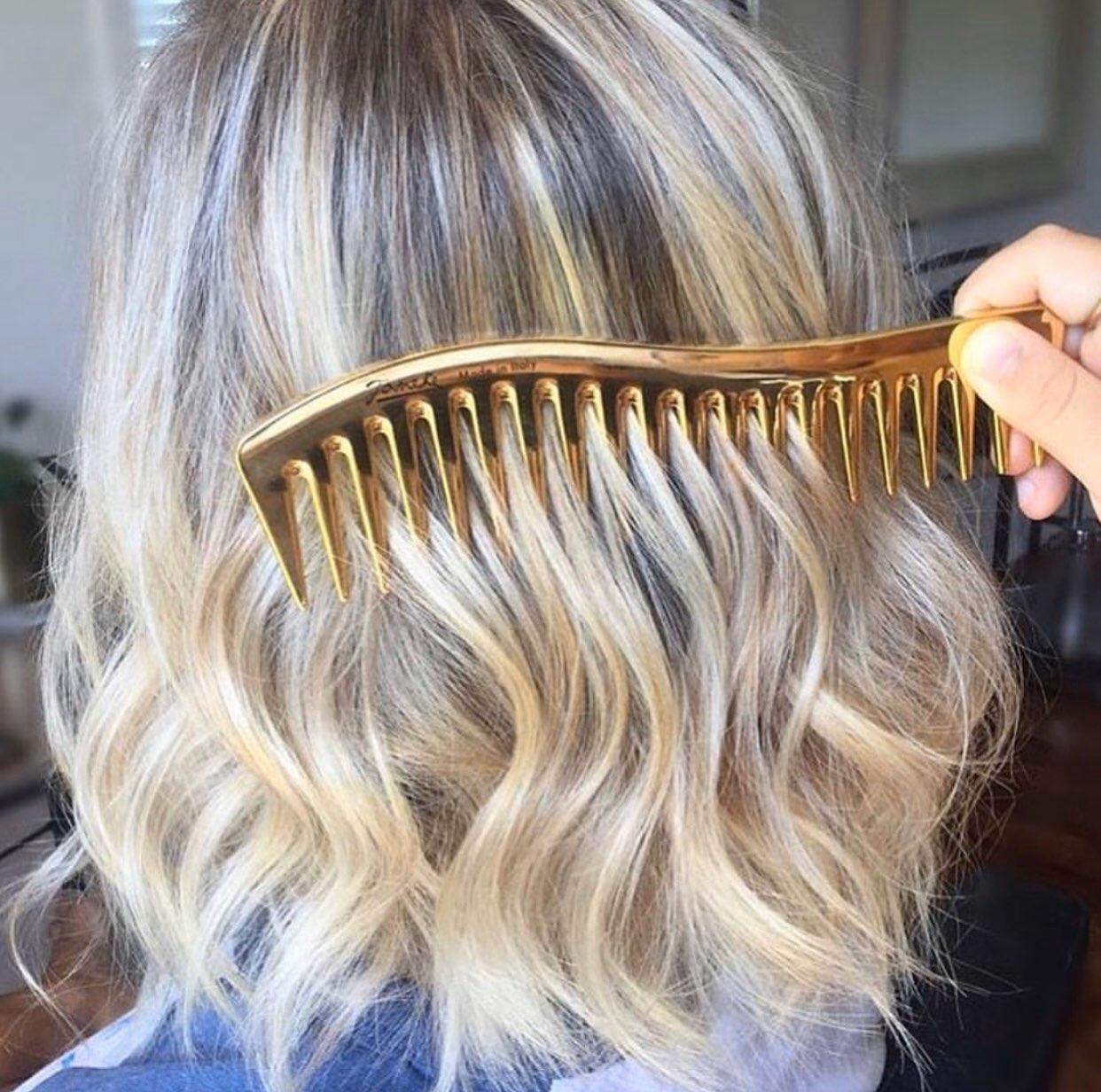 Золотистий гребінь для волосся Janeke Golden Wavy Comb, фото 1