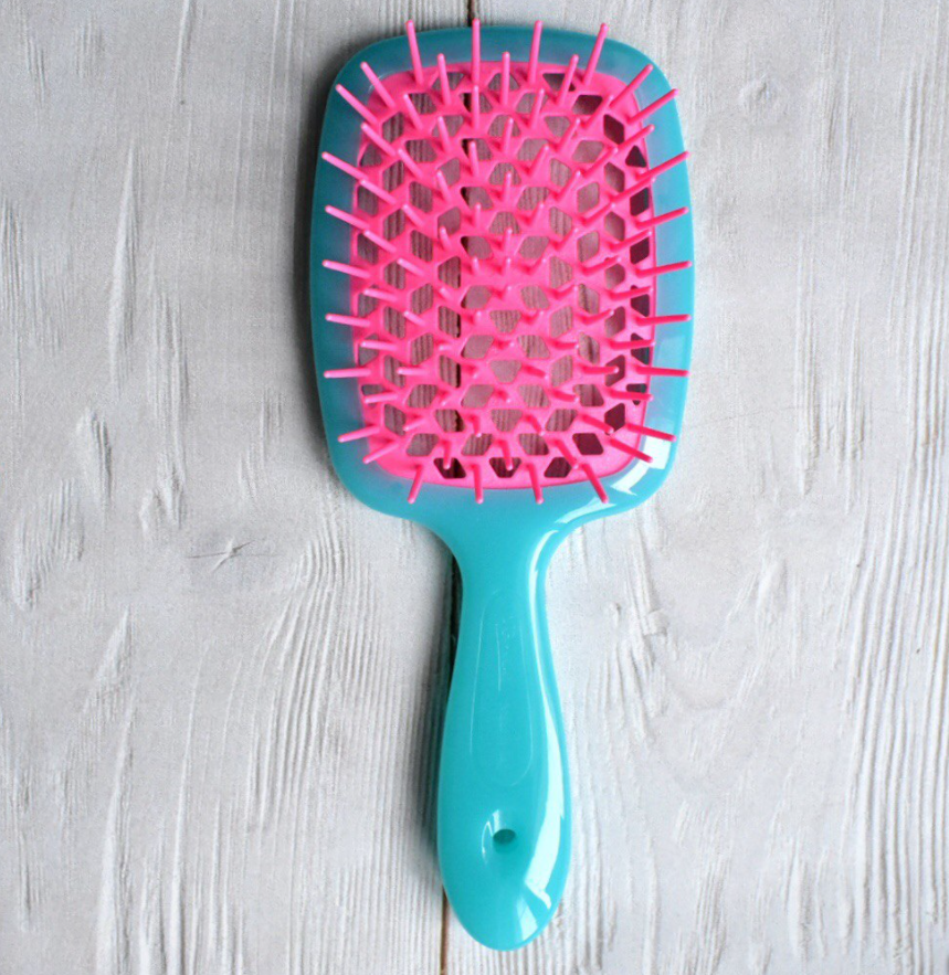 Гребінець Janeke Superbrush With Soft Moulded Tips, бірюзовий з рожевим (86SP226 AR)