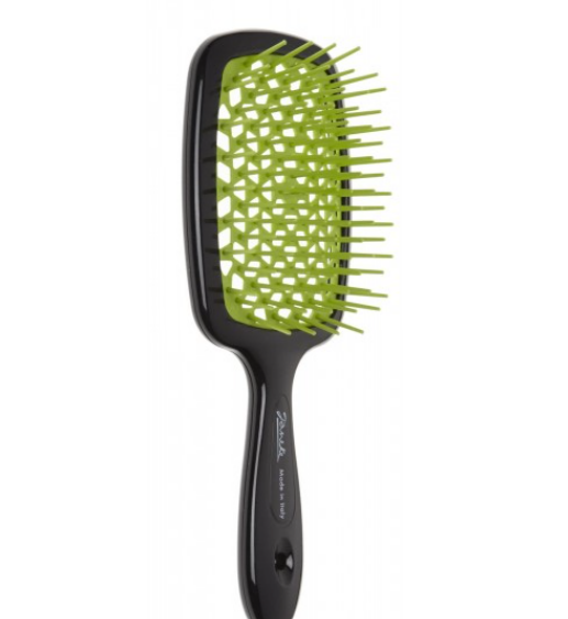 Гребінець Janeke Superbrush With Soft Moulded Tips, чорна з зеленим (71SP226 VER), фото 1