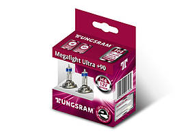 Автомобільні лампи TUNGSRAM H4 Megalight Ultra +90%, 2 лампи в габарити в подарунок