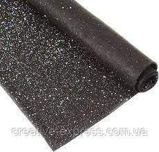 Фетр м'який з гліт., чорний, 21 * 30см