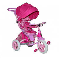 Детский трехколесный велосипед Azimut T-500 "AL" TRANSFORME Розовый,надувные колеса,фара