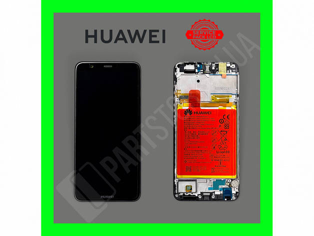 Дисплей Huawei P Smart Black (02351SVJ) сервісний оригінал у зборі з рамкою, акб і датчиками, фото 2