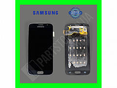 Дисплей Samsung G930 Black S7 (GH97-18523A) сервісний оригінал (переклеєне скло)