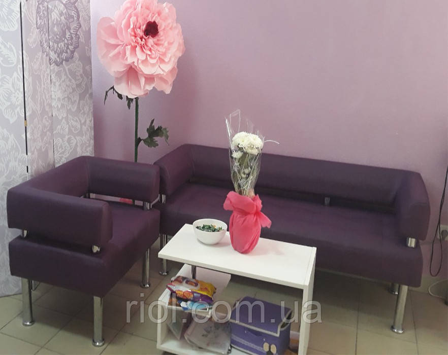 Диван офісний, диван в офіс, диван для залу очікування, диван для школи фіолетовий, фото 1