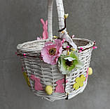 Білий Дитячий пасхальний кошик з зайчиками для дівчаток, фото 2