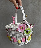 Білий Дитячий пасхальний кошик з зайчиками для дівчаток, фото 4