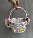 Білий Дитячий пасхальний кошик з зайчиками для дівчаток, фото 6