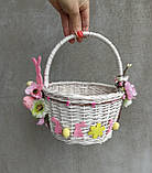 Білий Дитячий пасхальний кошик з зайчиками для дівчаток, фото 5